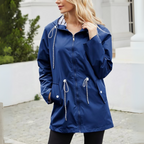 Damaris | Women's Waist Adjustable Drawstring Jacket - Utility Anorak Coat & Lightweight Parka