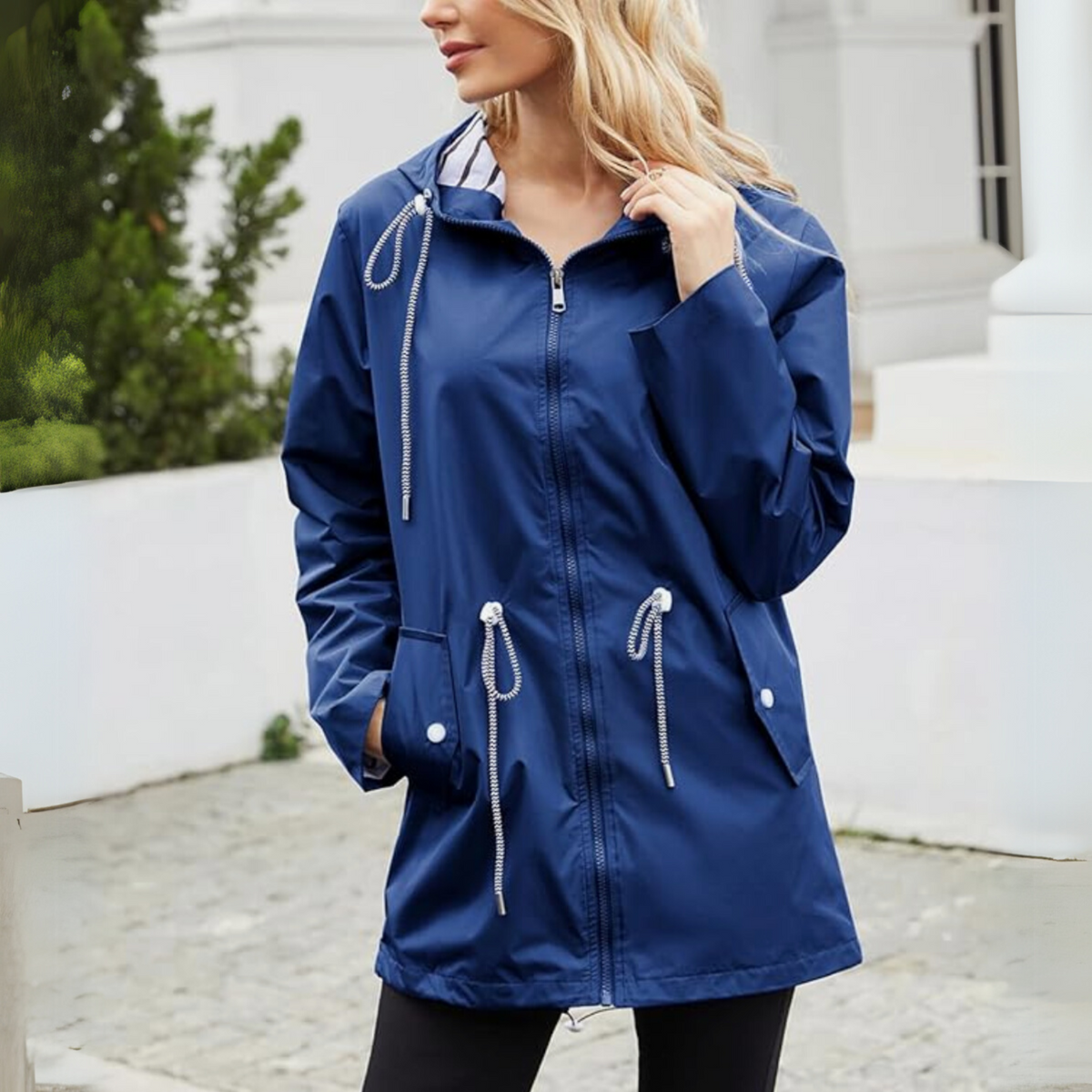 Damaris | Women's Waist Adjustable Drawstring Jacket - Utility Anorak Coat & Lightweight Parka