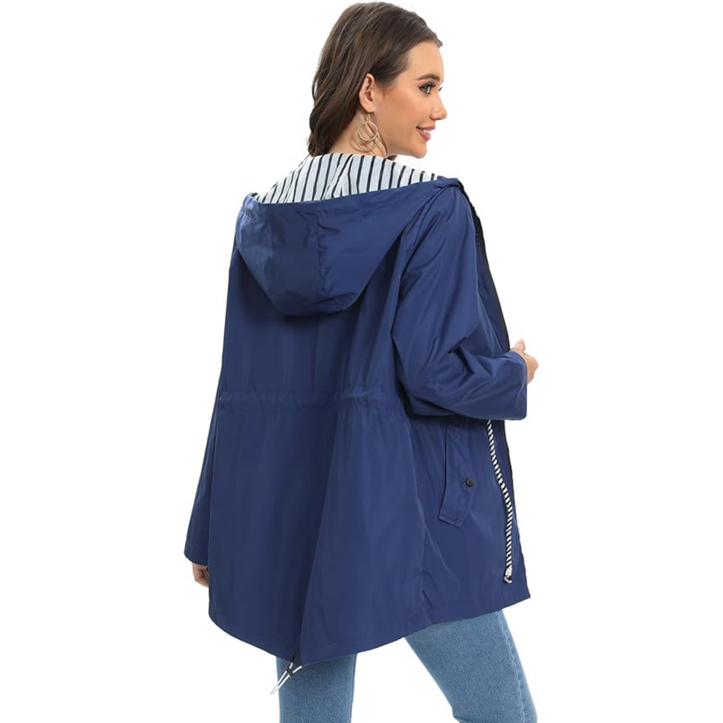 Damaris | Women's Waist Adjustable Drawstring Jacket - Utility Anorak Coat & Lightweight Parka