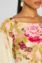 Lunessa | Women's Floral Maxi Dress with Bell Sleeves Column Silhouette Elegant Evening Gown-Dresses-Floral-XS-