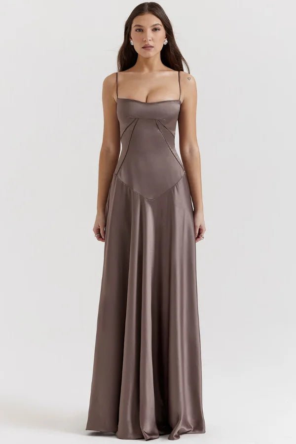 Gabriella Corset Maxi Dress – Elegant Evening Fit-Wedding Guest Dresses-Smoke Grey-XS-Camoufit