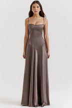 Gabriella Corset Maxi Dress – Elegant Evening Fit-Wedding Guest Dresses-Smoke Grey-XS-Camoufit