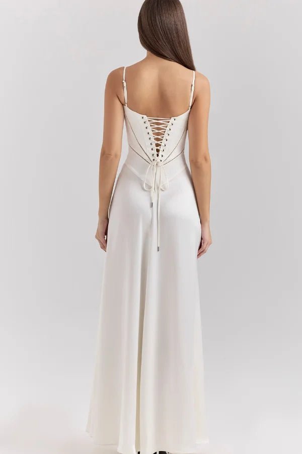 Gabriella Corset Maxi Dress – Elegant Evening Fit-Wedding Guest Dresses-Ivory-XS-Camoufit