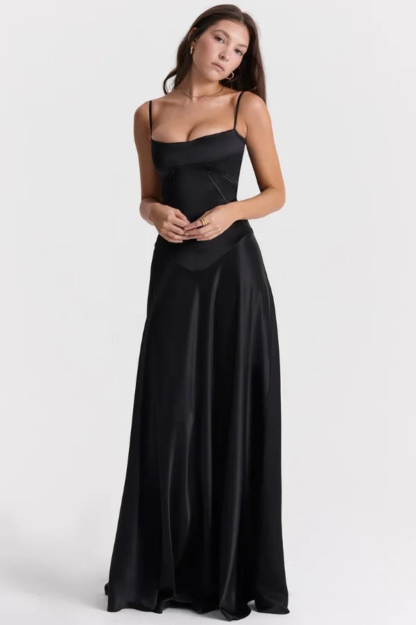 Gabriella Corset Maxi Dress – Elegant Evening Fit-Wedding Guest Dresses-Black-XS-Camoufit