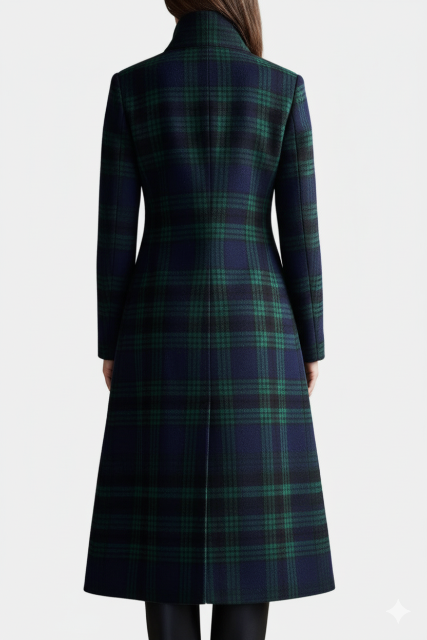 Zoe | Plaid Coat Women Mid-Length Winter Elegant Fit-Women's Jacket-Green-S-Camoufit