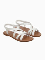 Golden Escape Criss-Cross Flat Sandals – Elegant Slip-On Summer Style-Women's Sandals-White-4-Camoufit