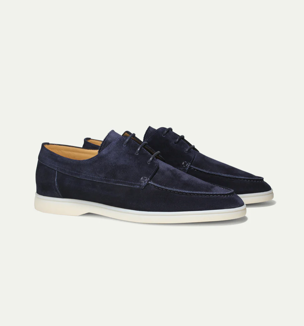 Gustavo Men's Casual Loafers - Lace-Up Round Toe Comfort-Men's Loafers-Navy blue-5-Camoufit