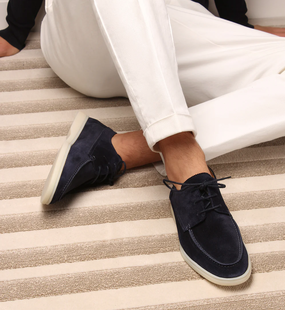 Gustavo Men's Casual Loafers - Lace-Up Round Toe Comfort-Men's Loafers-Navy blue-5-Camoufit