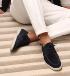 Gustavo Men's Casual Loafers - Lace-Up Round Toe Comfort-Men's Loafers-Navy blue-5-Camoufit