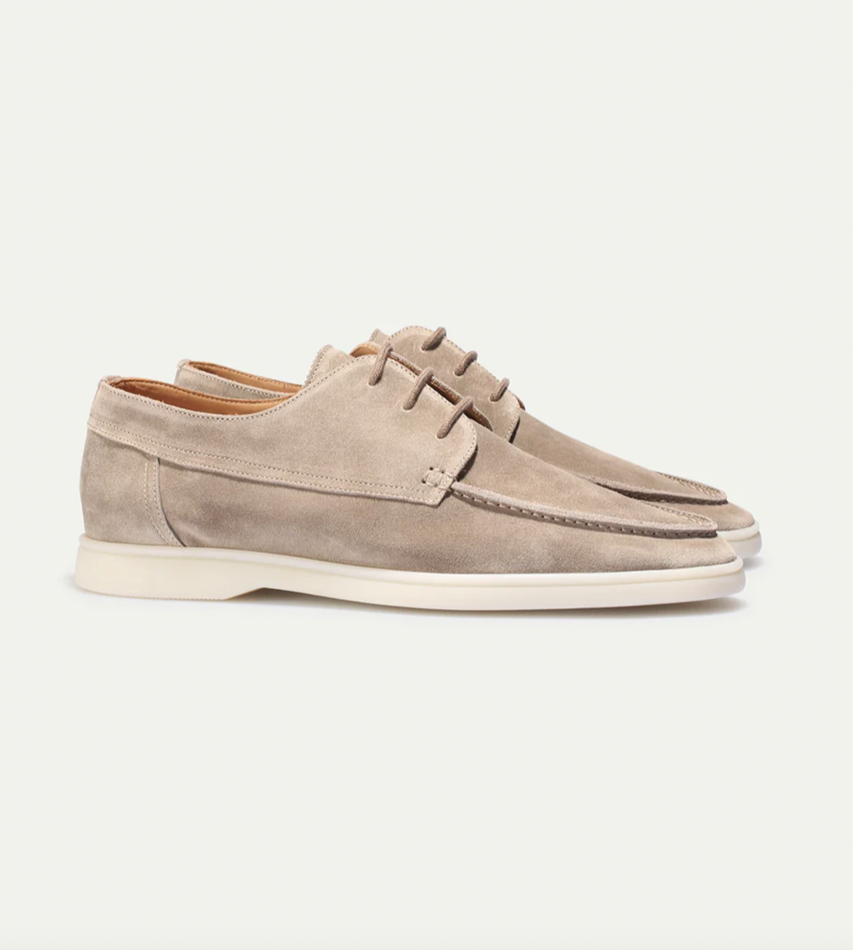 Gustavo Men's Casual Loafers - Lace-Up Round Toe Comfort-Men's Loafers-Light beige-5-Camoufit