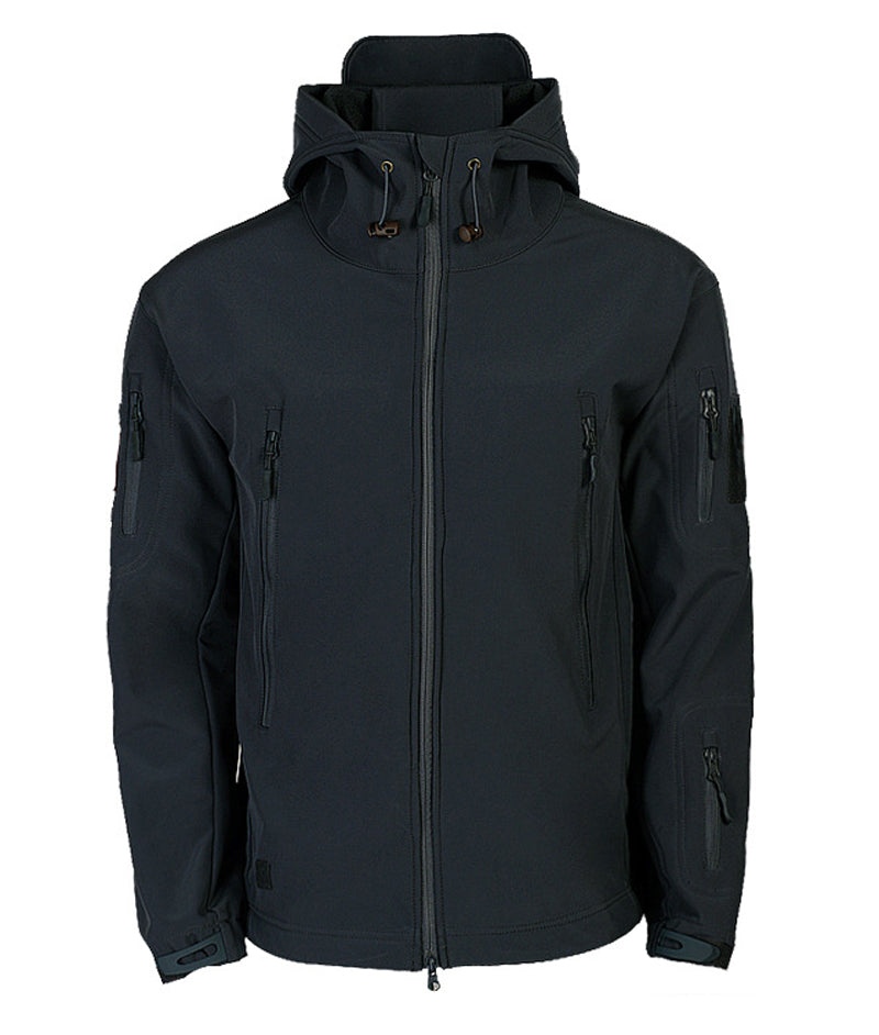 Men's Hooded Softshell Jacket – Tactical Windproof & Waterproof Jacket with Hood, Black, Green or Gray, S–3XL – Nisyros