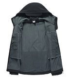 Men's Hooded Softshell Jacket – Tactical Windproof & Waterproof Jacket with Hood, Black, Green or Gray, S–3XL – Nisyros