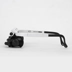 LED head magnifier glasses with white frame, black side lenses, and adjustable arms