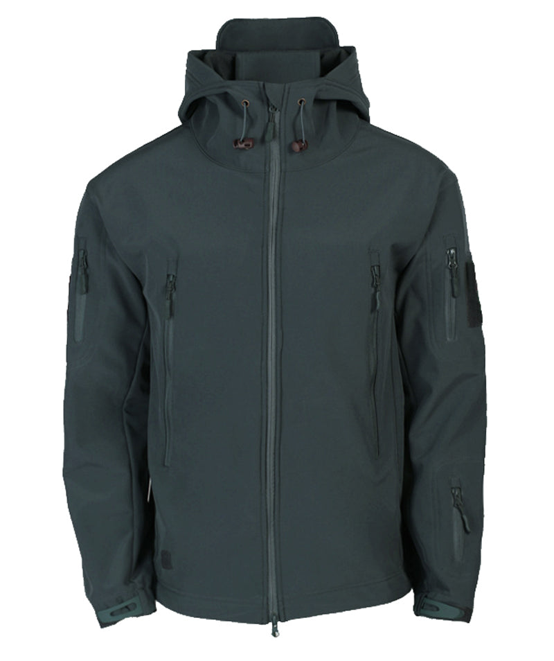 Men's Hooded Softshell Jacket – Tactical Windproof & Waterproof Jacket with Hood, Black, Green or Gray, S–3XL – Nisyros