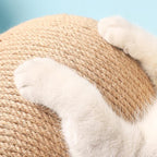 Close-up of tan sisal scratching surface on the cat toy.