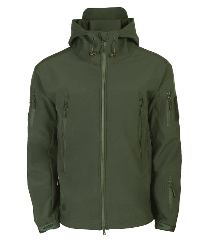Men's Hooded Softshell Jacket – Tactical Windproof & Waterproof Jacket with Hood, Black, Green or Gray, S–3XL – Nisyros