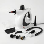 Portable steam cleaner with nozzle, flexible hose, and accessory set