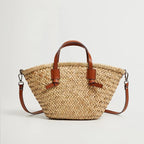 Isola | Woven Rattan Handbag for Women – Leather Handle Summer Fit-Shoulder Bag-Default-Camoufit