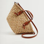 Isola | Woven Rattan Handbag for Women – Leather Handle Summer Fit-Shoulder Bag-Default-Camoufit