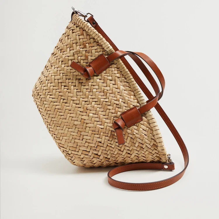 Isola | Woven Rattan Handbag for Women – Leather Handle Summer Fit-Shoulder Bag-Default-Camoufit