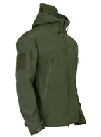 Men's Hooded Softshell Jacket – Tactical Windproof & Waterproof Jacket with Hood, Black, Green or Gray, S–3XL – Nisyros