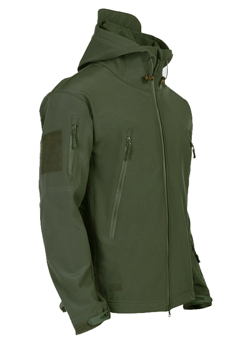 Men's Hooded Softshell Jacket – Tactical Windproof & Waterproof Jacket with Hood, Black, Green or Gray, S–3XL – Nisyros