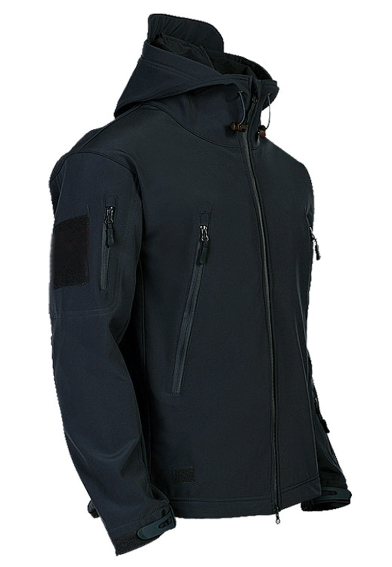 Men's Hooded Softshell Jacket – Tactical Windproof & Waterproof Jacket with Hood, Black, Green or Gray, S–3XL – Nisyros