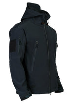 Men's Hooded Softshell Jacket – Tactical Windproof & Waterproof Jacket with Hood, Black, Green or Gray, S–3XL – Nisyros
