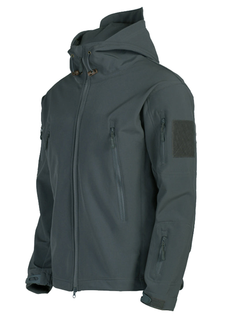 Men's Hooded Softshell Jacket – Tactical Windproof & Waterproof Jacket with Hood, Black, Green or Gray, S–3XL – Nisyros