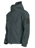 Men's Hooded Softshell Jacket – Tactical Windproof & Waterproof Jacket with Hood, Black, Green or Gray, S–3XL – Nisyros