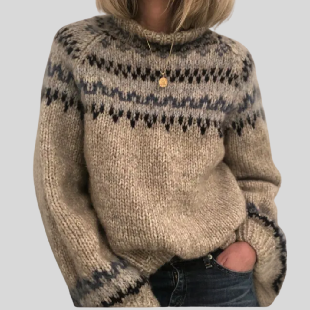 Naïra | Women's Handcrafted Icelandic Knit Jumper Soft Breathable Cosy Patterned Pullover Sweater-Women's Sweater-S-