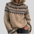 Naïra | Women's Handcrafted Icelandic Knit Jumper Soft Breathable Cosy Patterned Pullover Sweater-Women's Sweater-S-