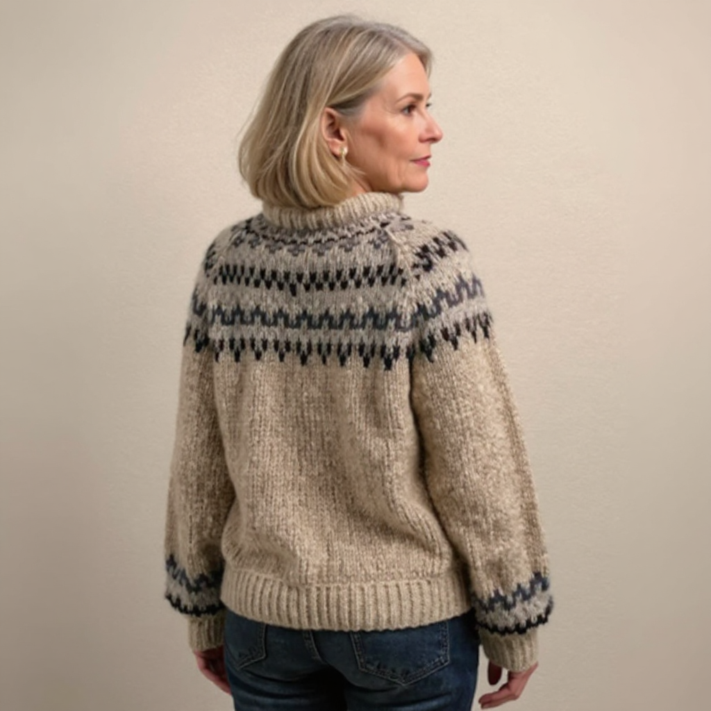 Naïra | Women's Handcrafted Icelandic Knit Jumper Soft Breathable Cosy Patterned Pullover Sweater-Women's Sweater-S-