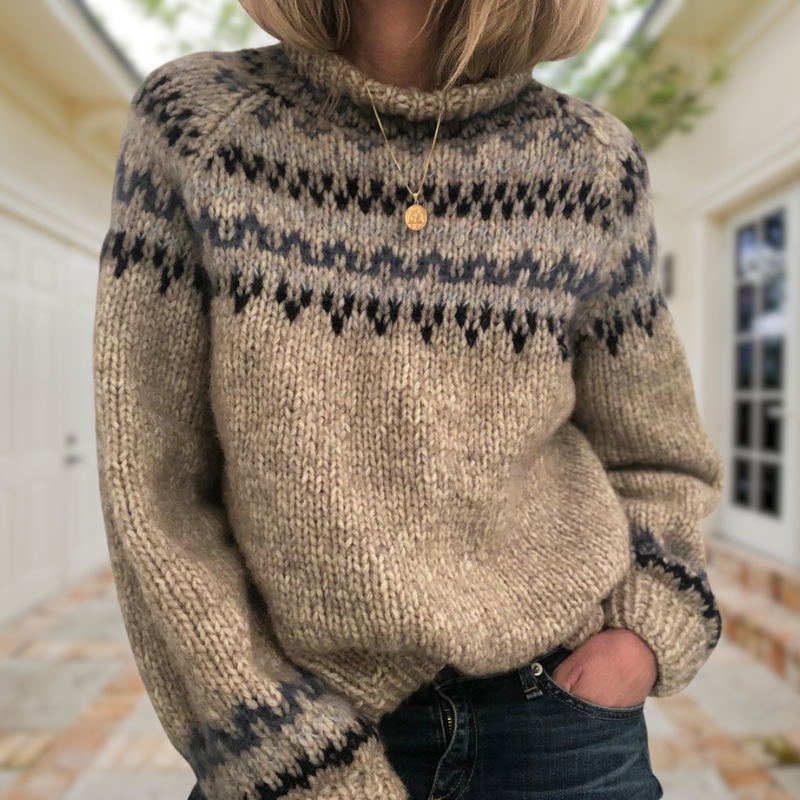 Naïra | Women's Handcrafted Icelandic Knit Jumper Soft Breathable Cosy Patterned Pullover Sweater-Women's Sweater-S-