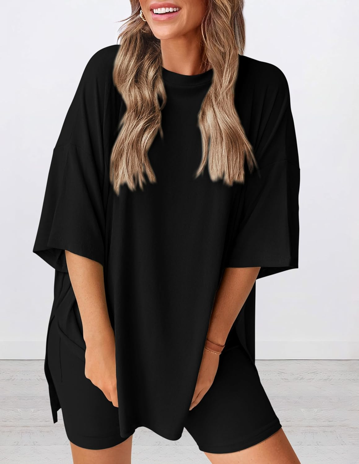 Lunaria | Women's Minimal Lounge Set – Oversized Relaxed Comfort Fit-Women's Two Piece Sets-option1]-XS-