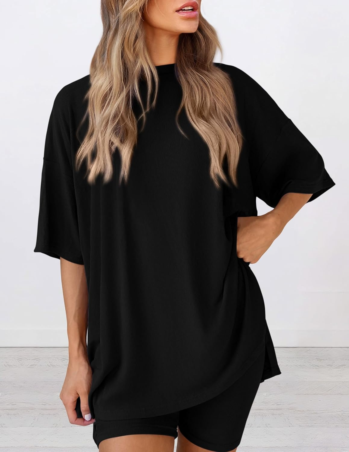 Lunaria | Women's Minimal Lounge Set – Oversized Relaxed Comfort Fit-Women's Two Piece Sets-option1]-XS-