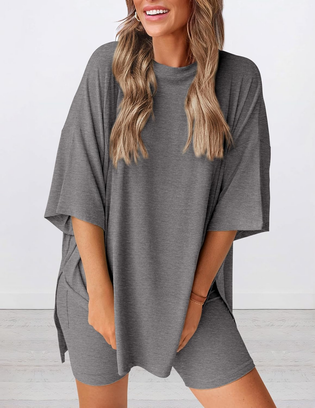 Lunaria | Women's Minimal Lounge Set – Oversized Relaxed Comfort Fit-Women's Two Piece Sets-option1]-XS-