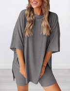 Lunaria | Women's Minimal Lounge Set – Oversized Relaxed Comfort Fit-Women's Two Piece Sets-option1]-XS-