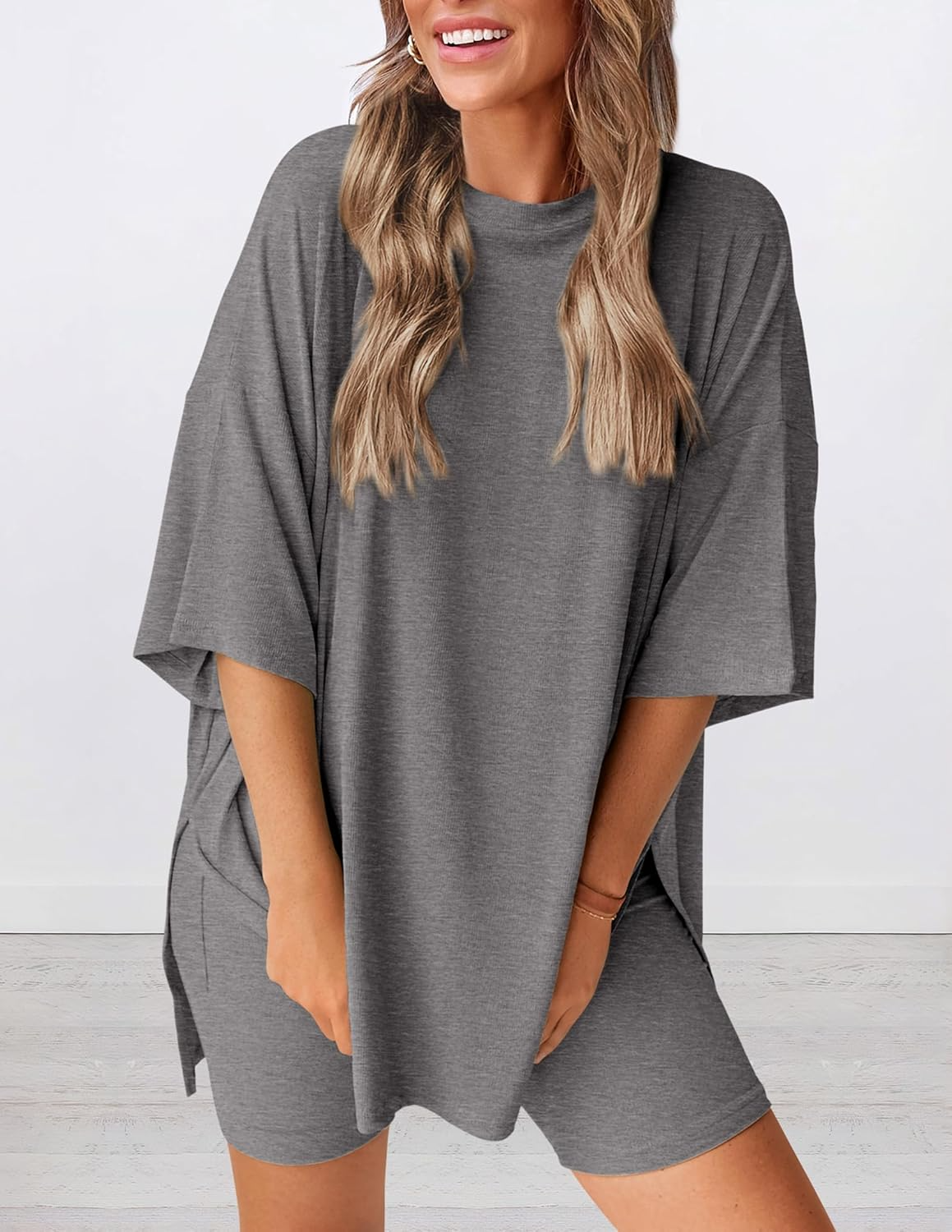Lunaria | Women's Minimal Lounge Set – Oversized Relaxed Comfort Fit-Women's Two Piece Sets-option1]-XS-