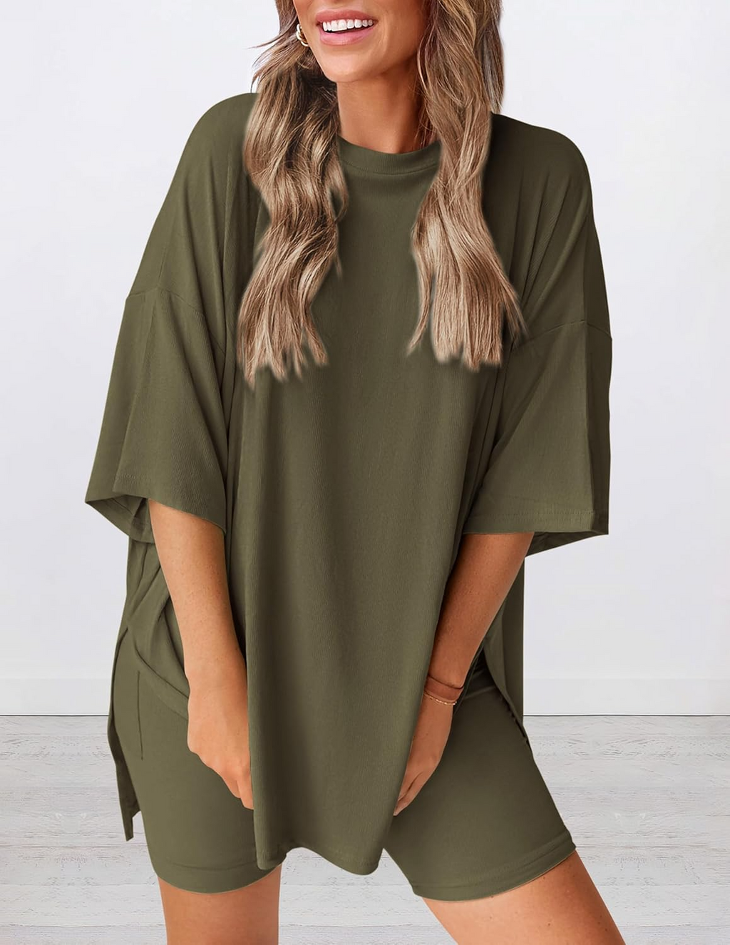 Lunaria | Women's Minimal Lounge Set – Oversized Relaxed Comfort Fit-Women's Two Piece Sets-option1]-XS-