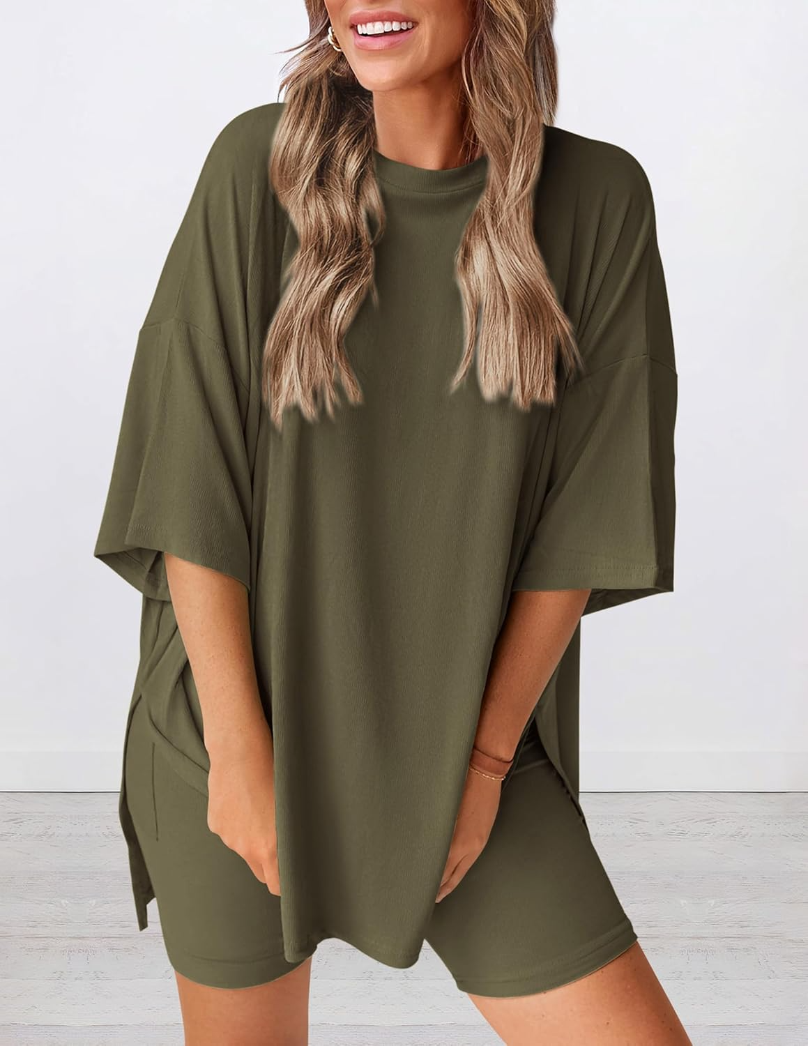 Lunaria | Women's Minimal Lounge Set – Oversized Relaxed Comfort Fit-Women's Two Piece Sets-option1]-XS-