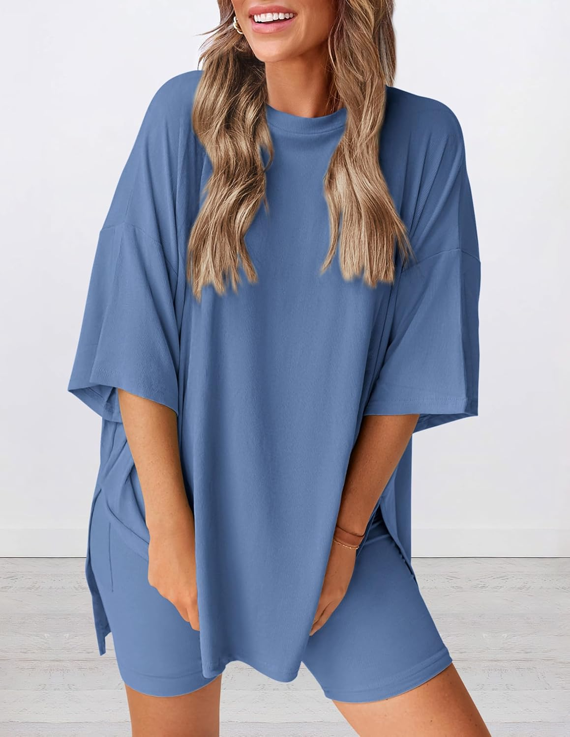 Lunaria | Women's Minimal Lounge Set – Oversized Relaxed Comfort Fit-Women's Two Piece Sets-option1]-XS-