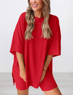 Lunaria | Women's Minimal Lounge Set – Oversized Relaxed Comfort Fit-Women's Two Piece Sets-option1]-XS-