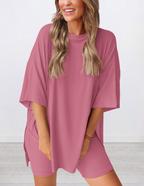 Lunaria | Women's Minimal Lounge Set – Oversized Relaxed Comfort Fit-Women's Two Piece Sets-option1]-XS-