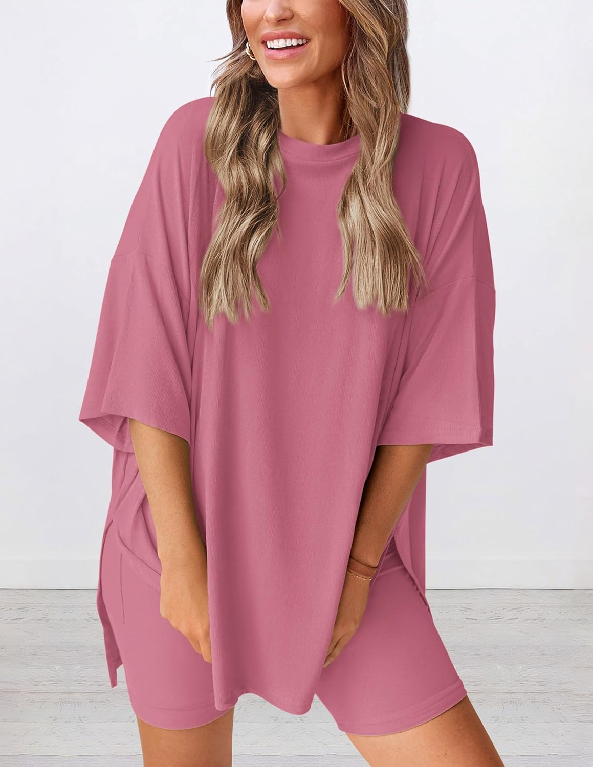 Lunaria | Women's Minimal Lounge Set – Oversized Relaxed Comfort Fit-Women's Two Piece Sets-option1]-XS-