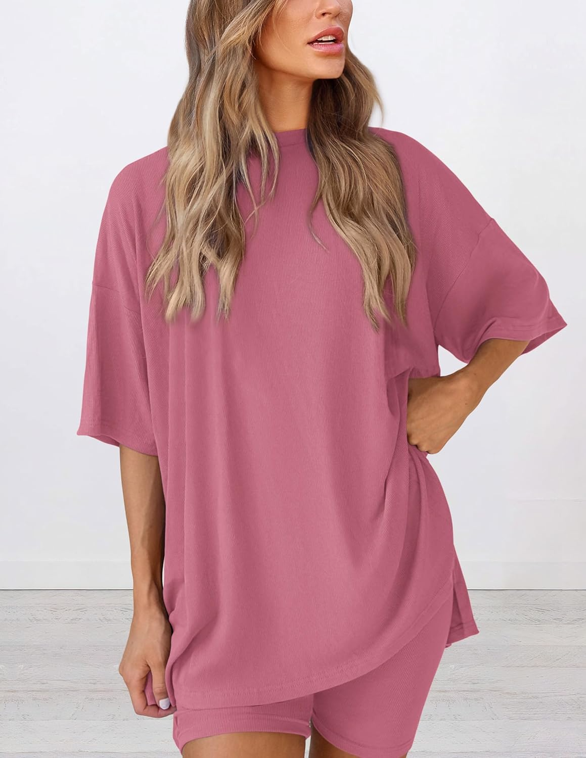 Lunaria | Women's Minimal Lounge Set – Oversized Relaxed Comfort Fit-Women's Two Piece Sets-option1]-XS-