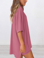 Lunaria | Women's Minimal Lounge Set – Oversized Relaxed Comfort Fit-Women's Two Piece Sets-option1]-XS-