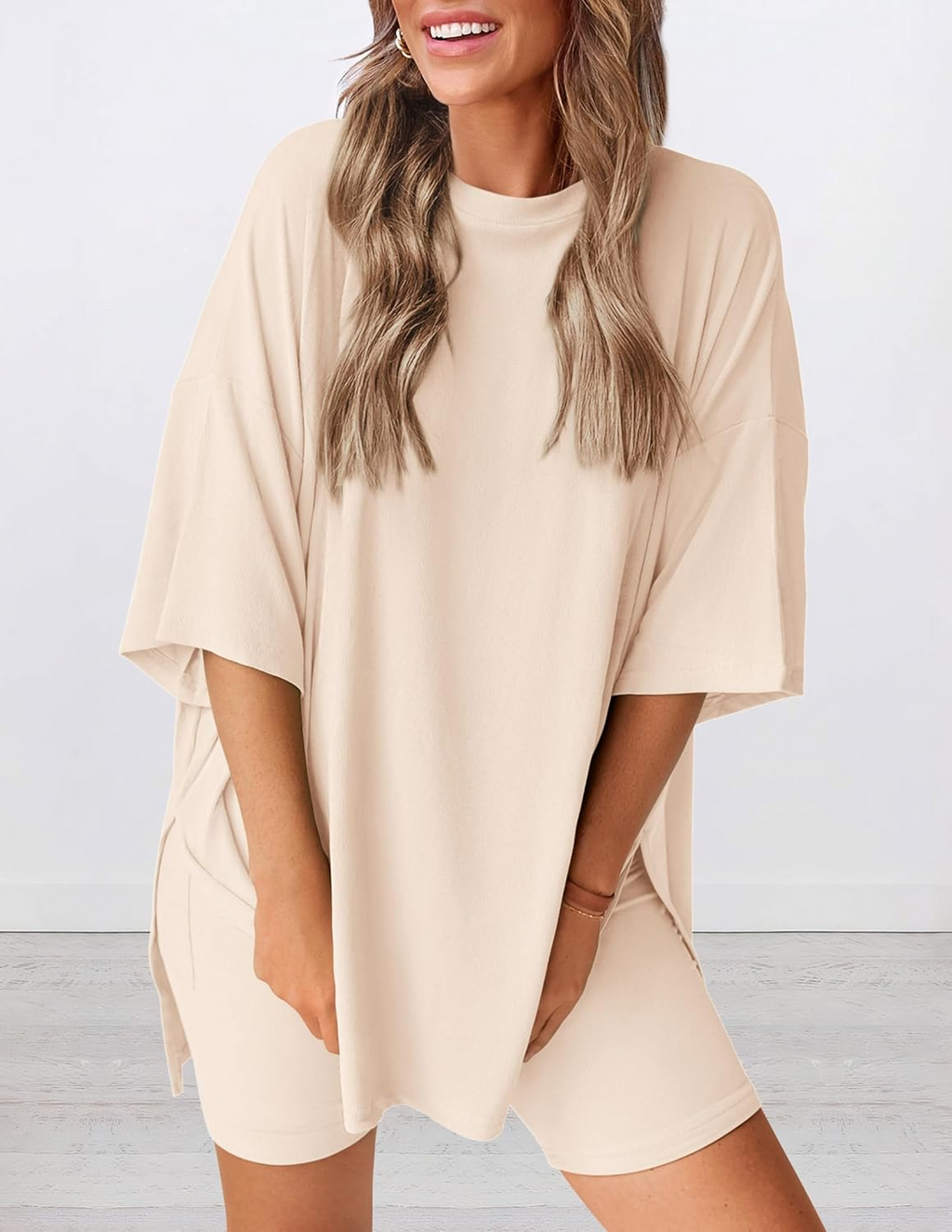 Lunaria | Women's Minimal Lounge Set – Oversized Relaxed Comfort Fit-Women's Two Piece Sets-option1]-XS-
