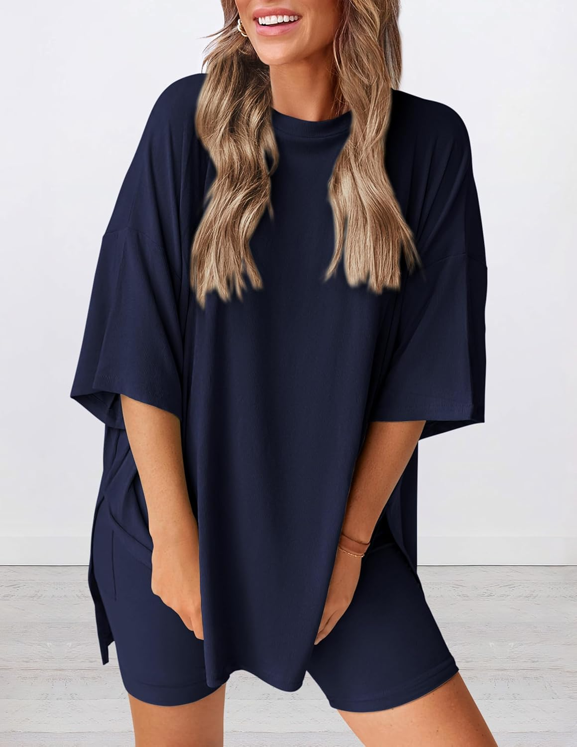 Lunaria | Women's Minimal Lounge Set – Oversized Relaxed Comfort Fit-Women's Two Piece Sets-option1]-XS-