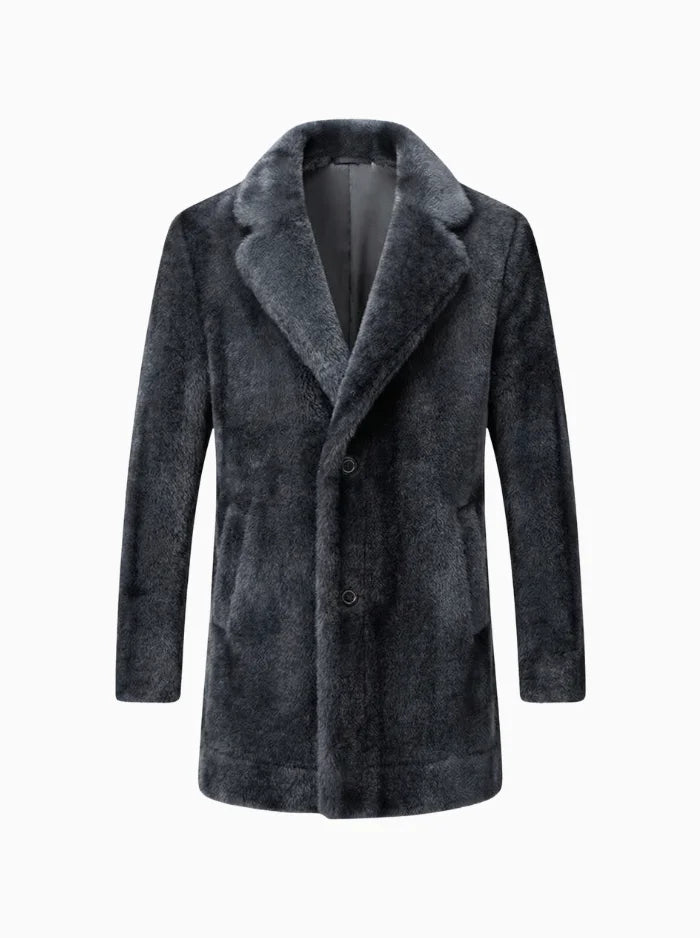 Hiro Men's Faux Fur Coat – Reversible Mink Style Winter Coat-Men's Faux Fur Coat-CAMOUFIT-Gray-S-Camoufit